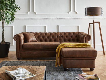 Dudi Furniture Chesterfield Vintage Brown Ottoman Right