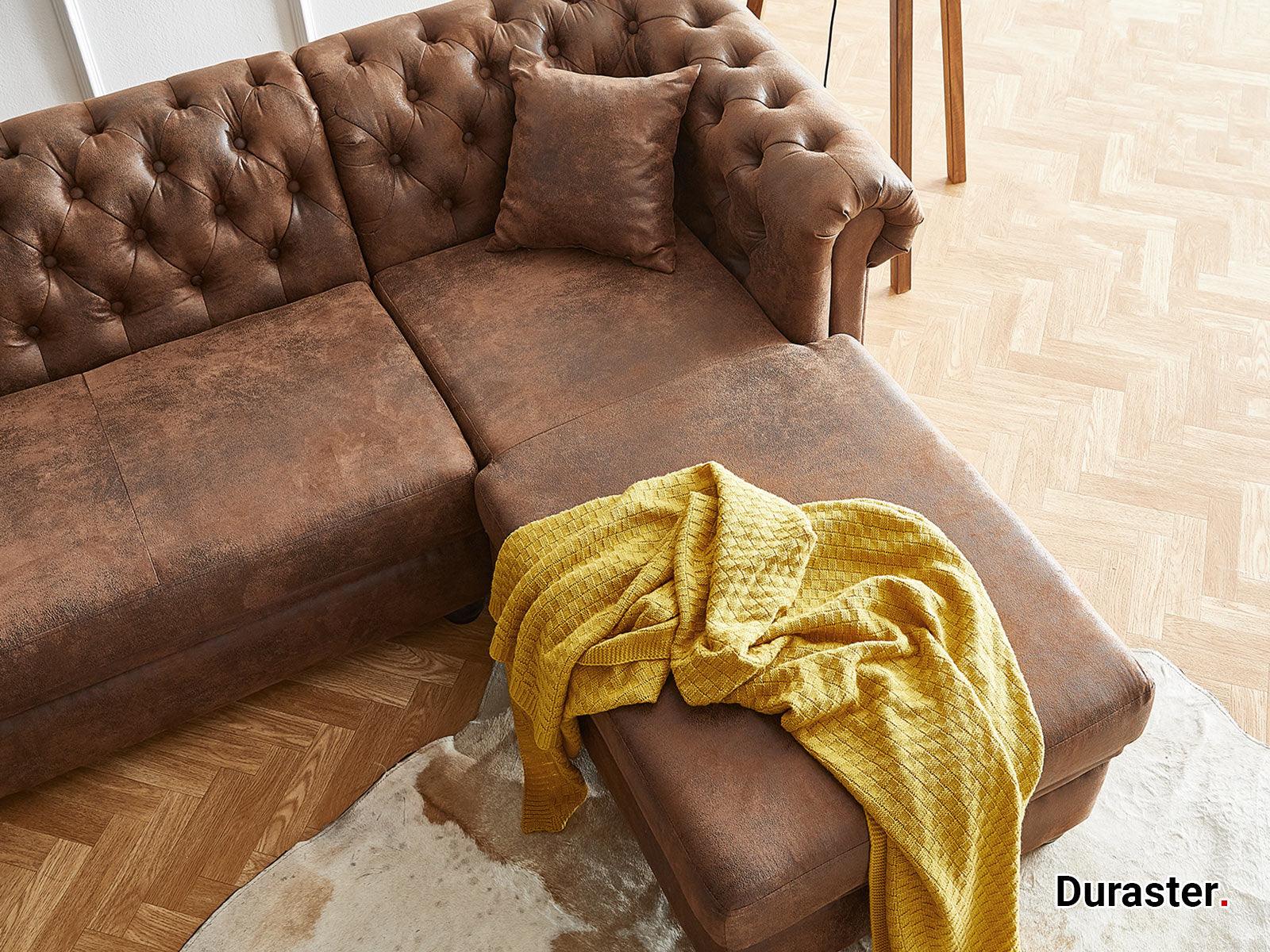 Dudi Furniture Chesterfield Vintage Brown Ottoman Right