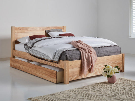 Dudi Furniture Preyas Solid Acacia wood Storage King Size Bed