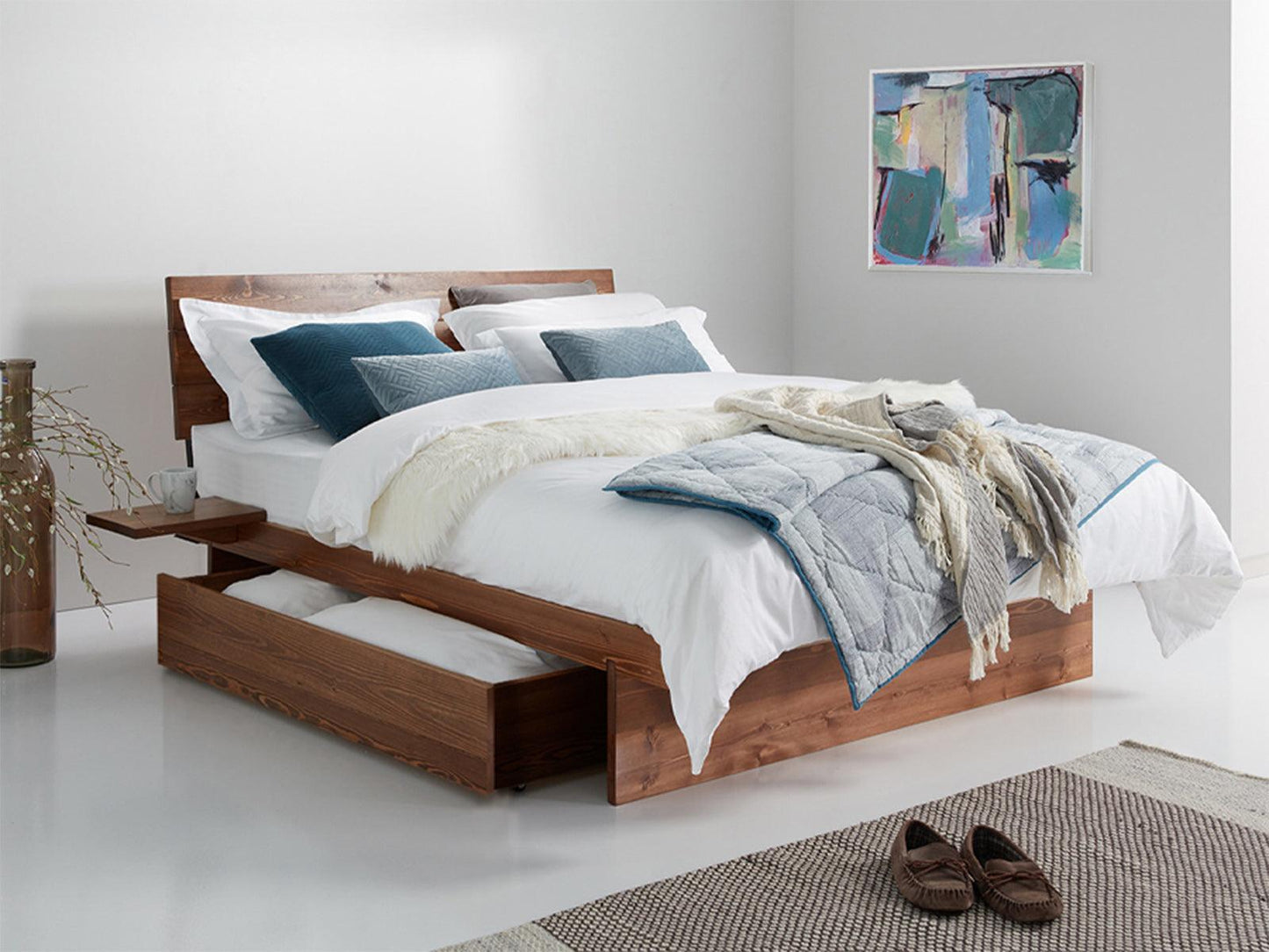 Dudi Furniture Preyas Solid Sheesham wood Storage King Size Bed