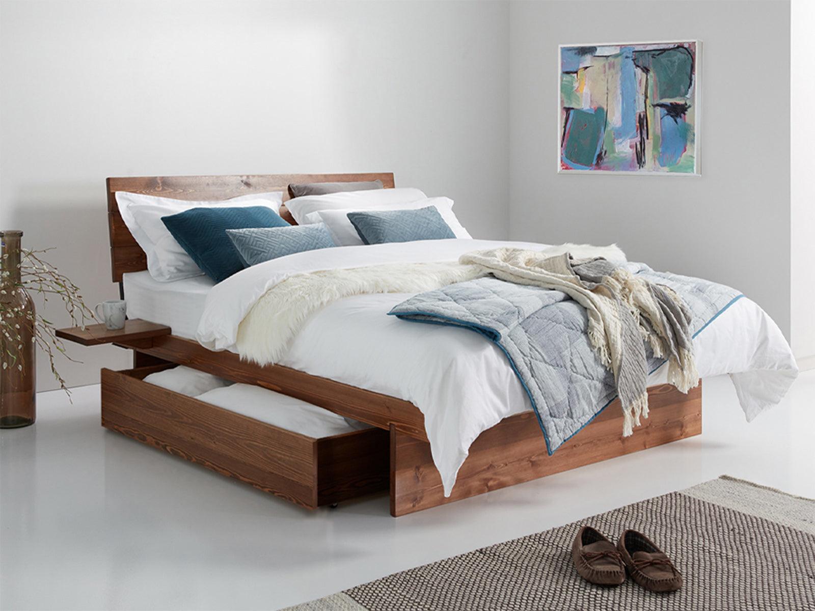 Dudi Furniture Preyas Solid Sheesham wood Storage King Size Bed