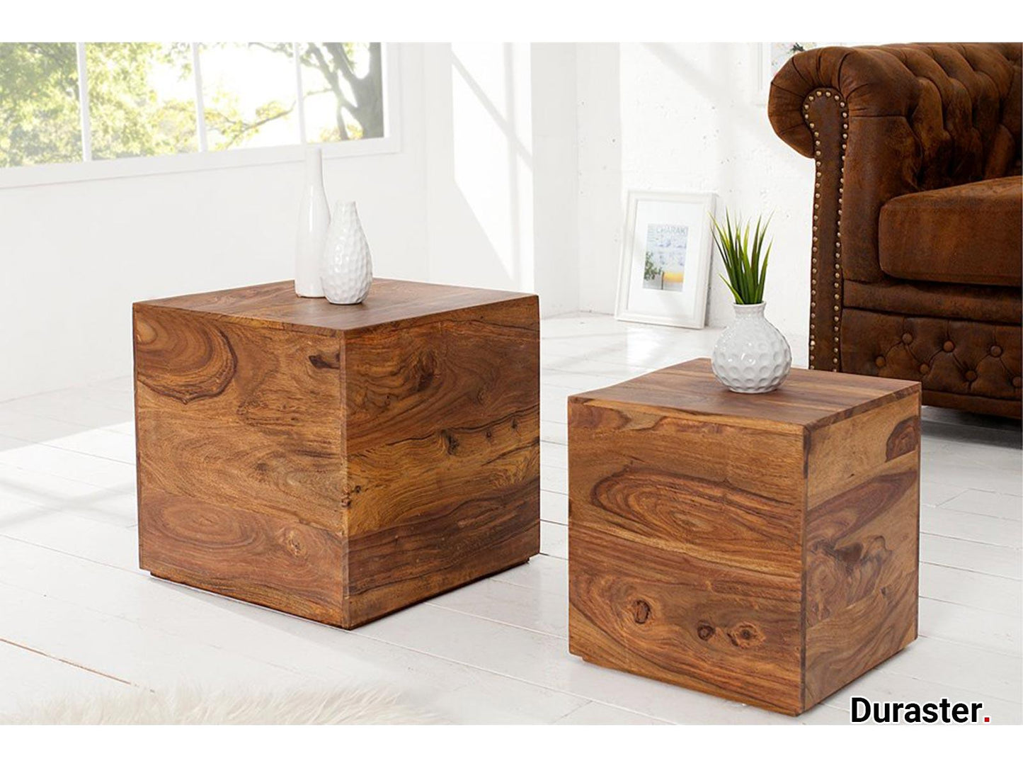Dudi Furniture Torpedo Modern Sheesham Wood Nested Sidetable Cum
