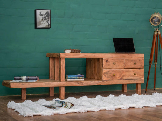 Dudi Furniture Hawkin Solid Wood Modern TV Unit