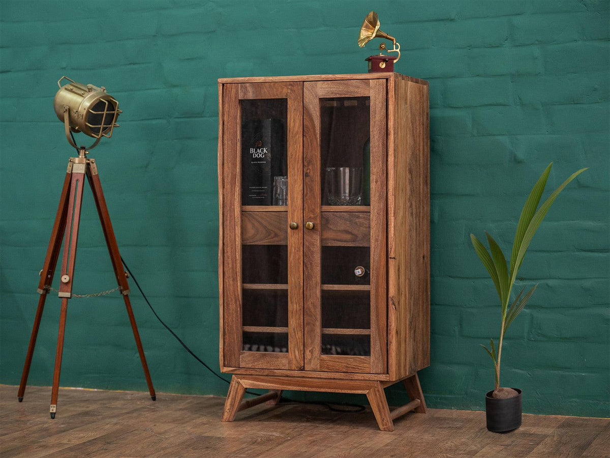 Dudi Furniture Hawkin Solid Wood Modern Bar Cabinet