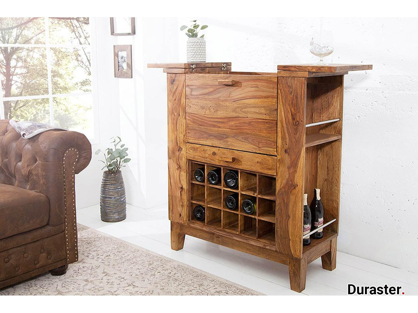 Dudi Furniture Torpedo Sheesham Wood Bar Cabinet