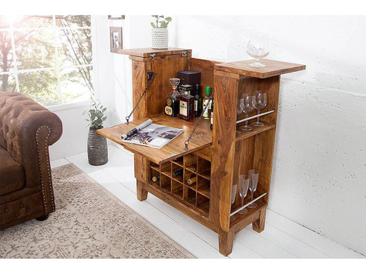 Dudi Furniture Torpedo Sheesham Wood Bar Cabinet