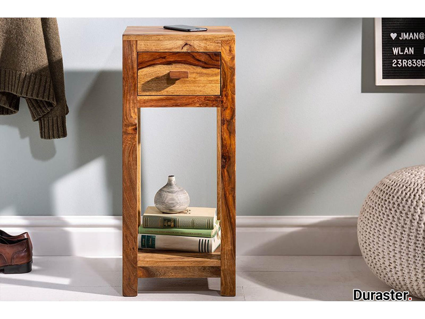 Dudi Furniture Torpedo Sheesham Wood Bedside Table