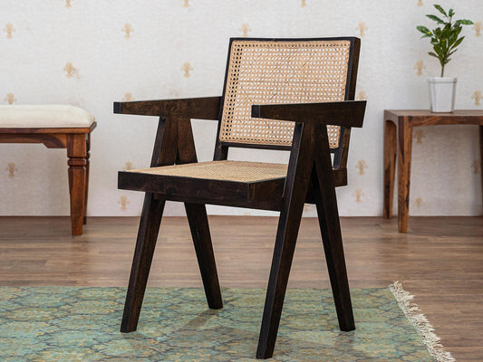 Dudi Furniture Tuscany Sheesham Wood Rattan Armchair
