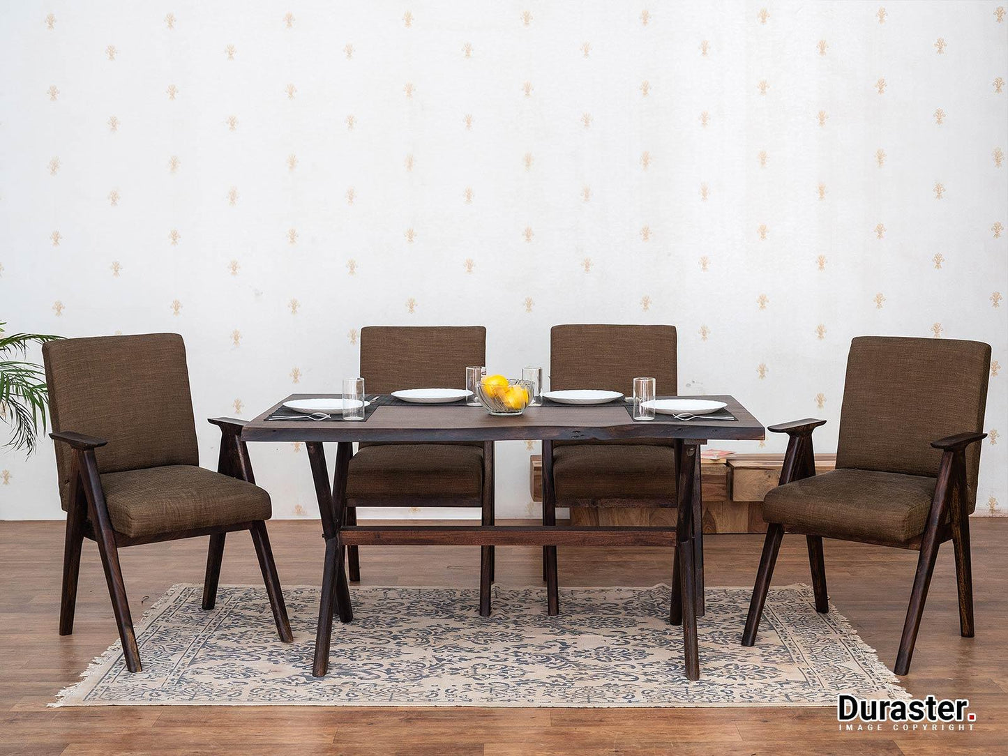 Dudi Furniture Tuscany Acacia Wood 6 Seater Dining Table Set