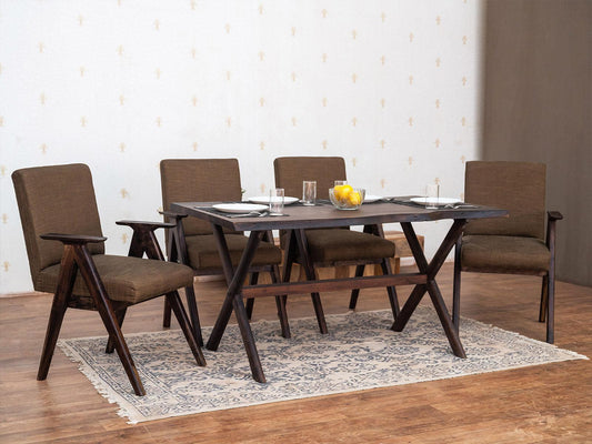 Dudi Furniture Tuscany Acacia Wood 6 Seater Dining Table Set