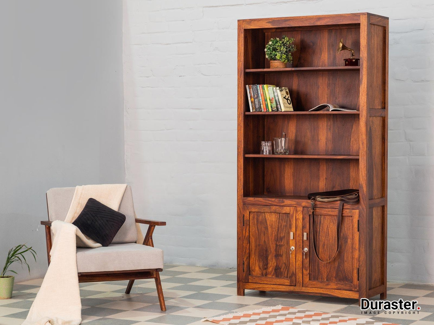 Dudi Furniture Ummed Large Sheesham wood Book Shelf