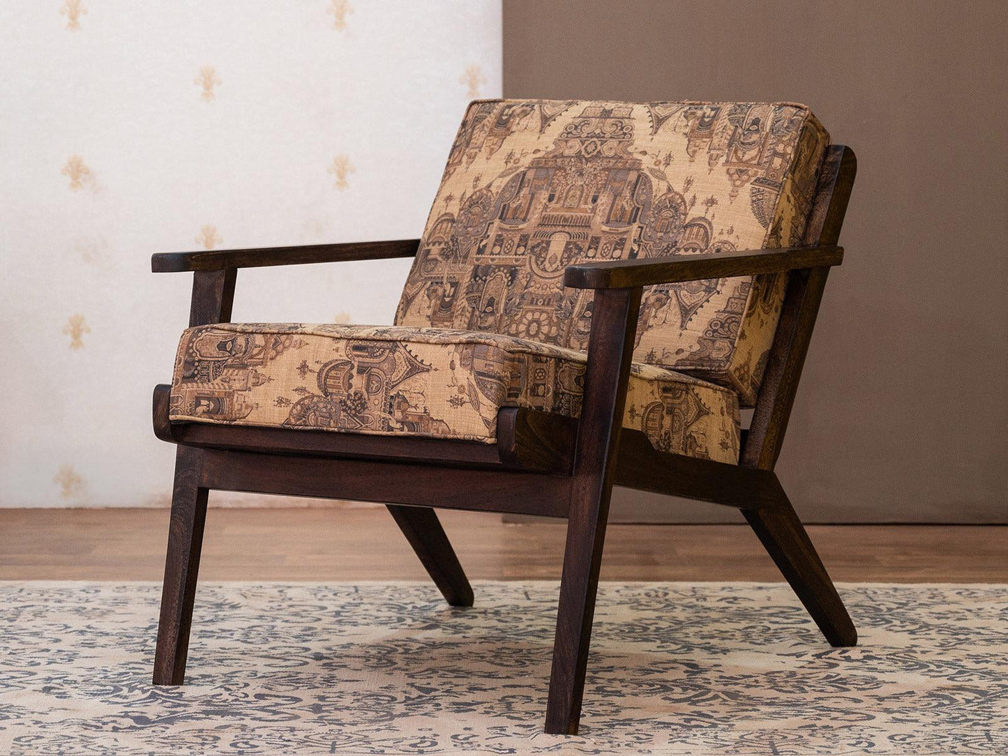 Dudi Furniture Gangaur Modern Solid Wood Armchair