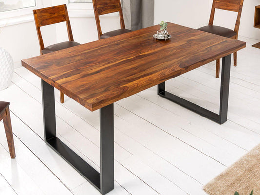 Dudi Furniture Vismit Solid Sheesham wood Dining Table with Iron Frame