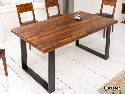 Dudi Furniture Vismit Solid Sheesham wood Dining Table with Iron Frame