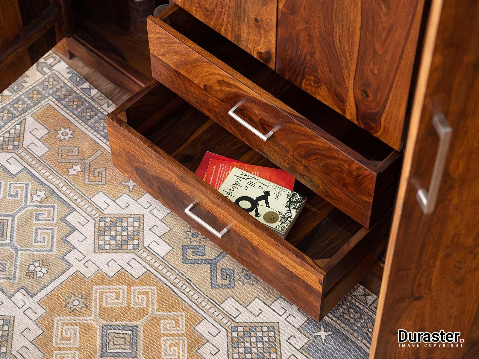 Dudi Furniture Vismit Modern Sheesham Wood Wardrobe Cabinet