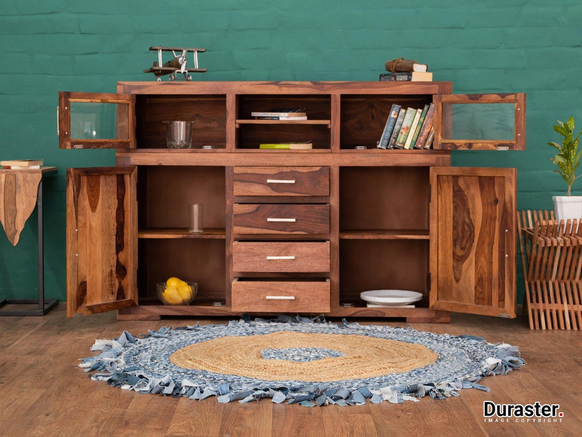 Dudi Furniture Elementary Solid Sheesham wood Highboard Cabinet