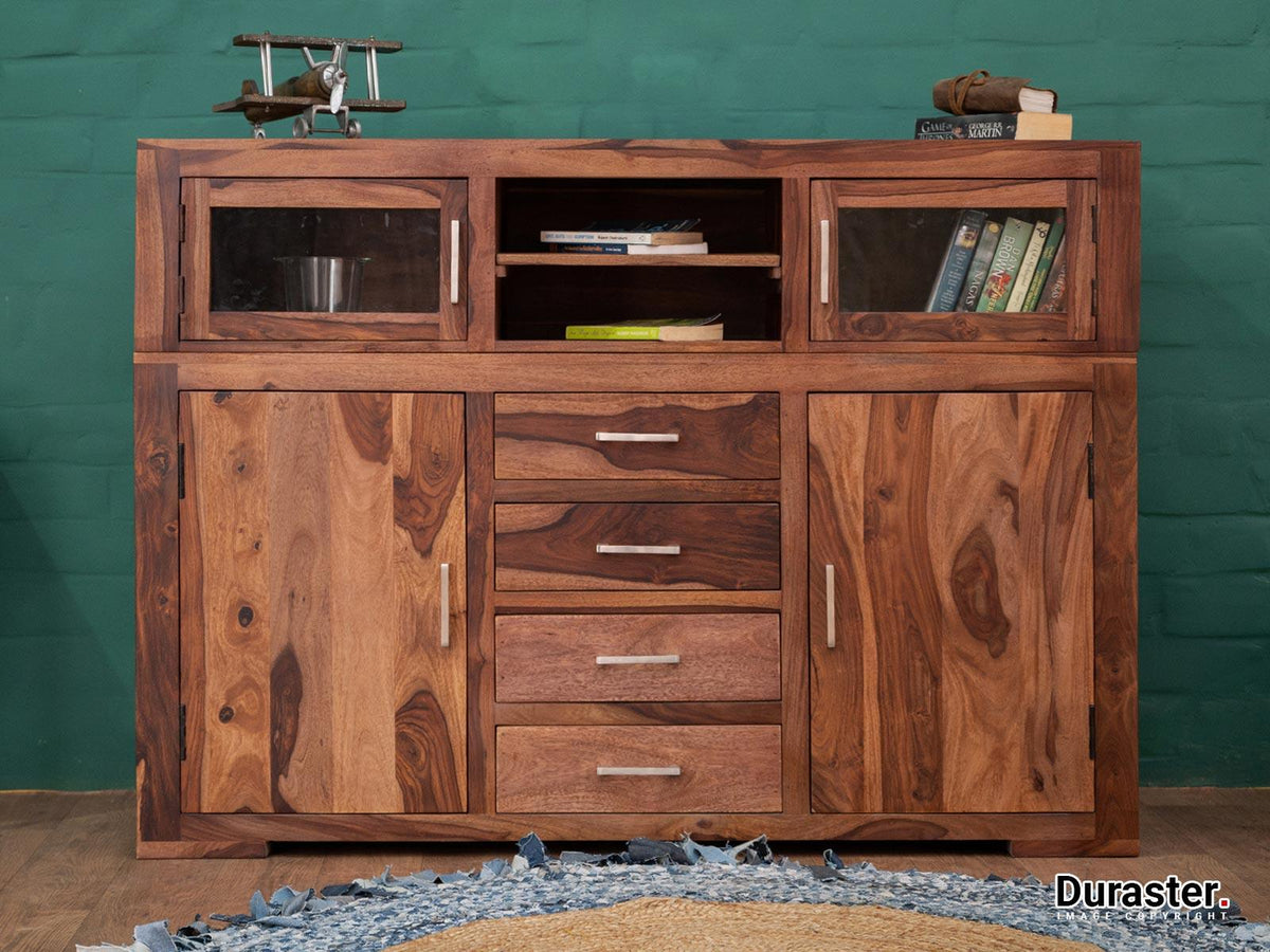 Dudi Furniture Elementary Solid Sheesham wood Highboard Cabinet