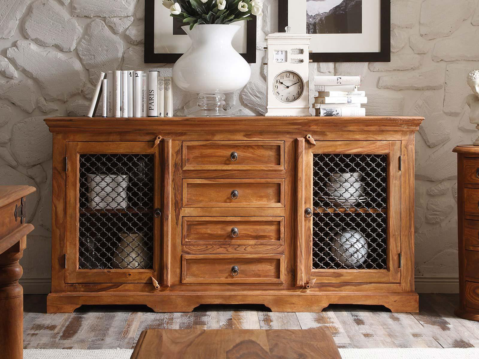 Dudi Furniture Vismit Solid Sheesham Wood Sideboard Cabinet