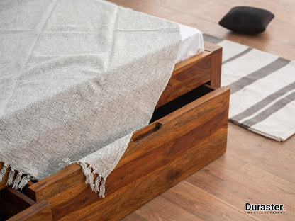 Dudi Furniture Metro Solid Sheesham Wood Storage Bed With 4 Drawers
