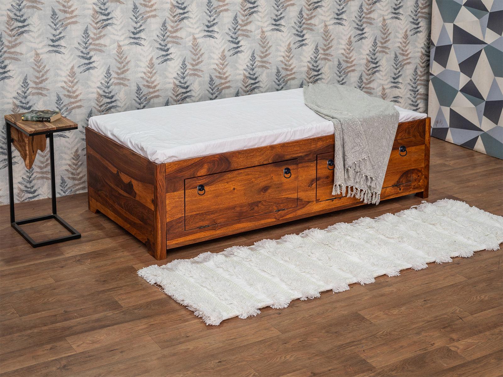 Dudi Furniture Vismit Solid Sheesham wood Storage Divan (36" x 72")