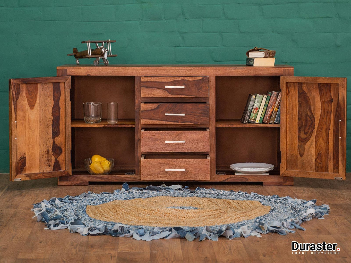 Dudi Furniture Elementary Modern Sheesham wood Sideboard Cabinet