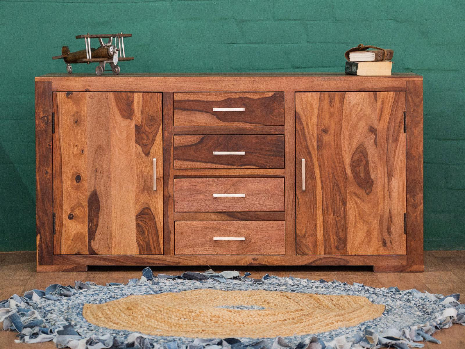 Dudi Furniture Elementary Modern Sheesham wood Sideboard Cabinet