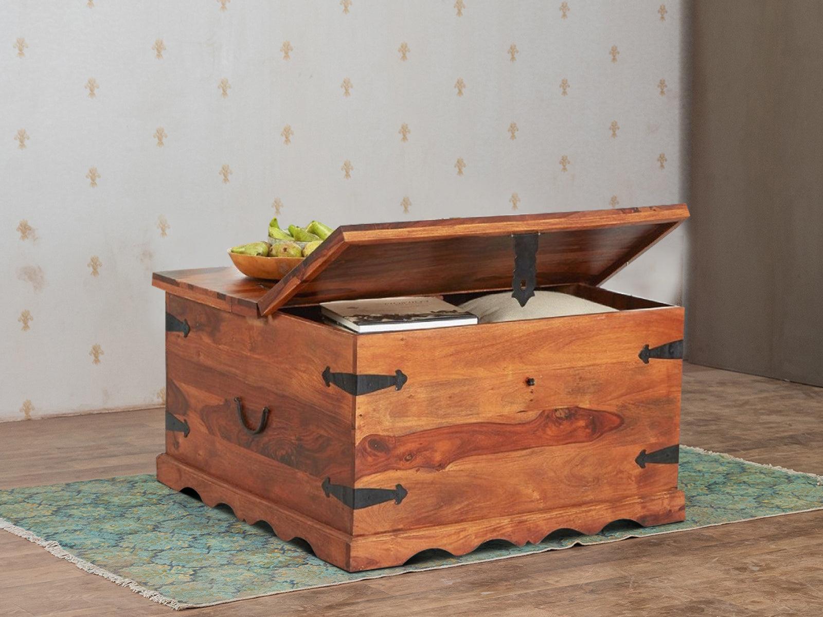 Dudi Furniture Vismit Solid Sheesham wood Storage Trunk / Coffee Table