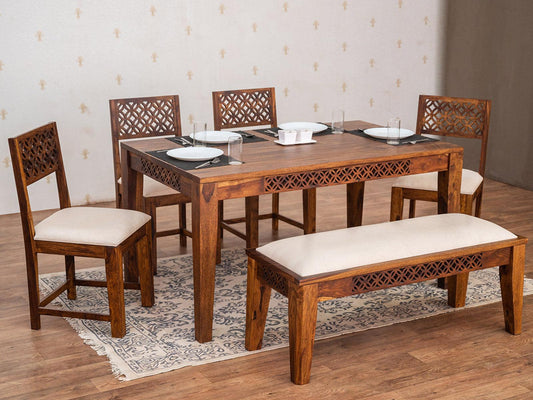 Dudi Furniture Vismit Premium Solid Sheesham wood Dining Set