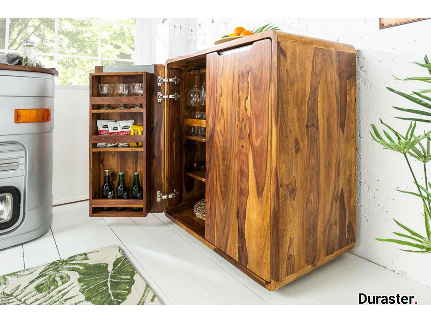 Dudi Furniture Buckingham Modern Sheesham Wood Bar Cabinet