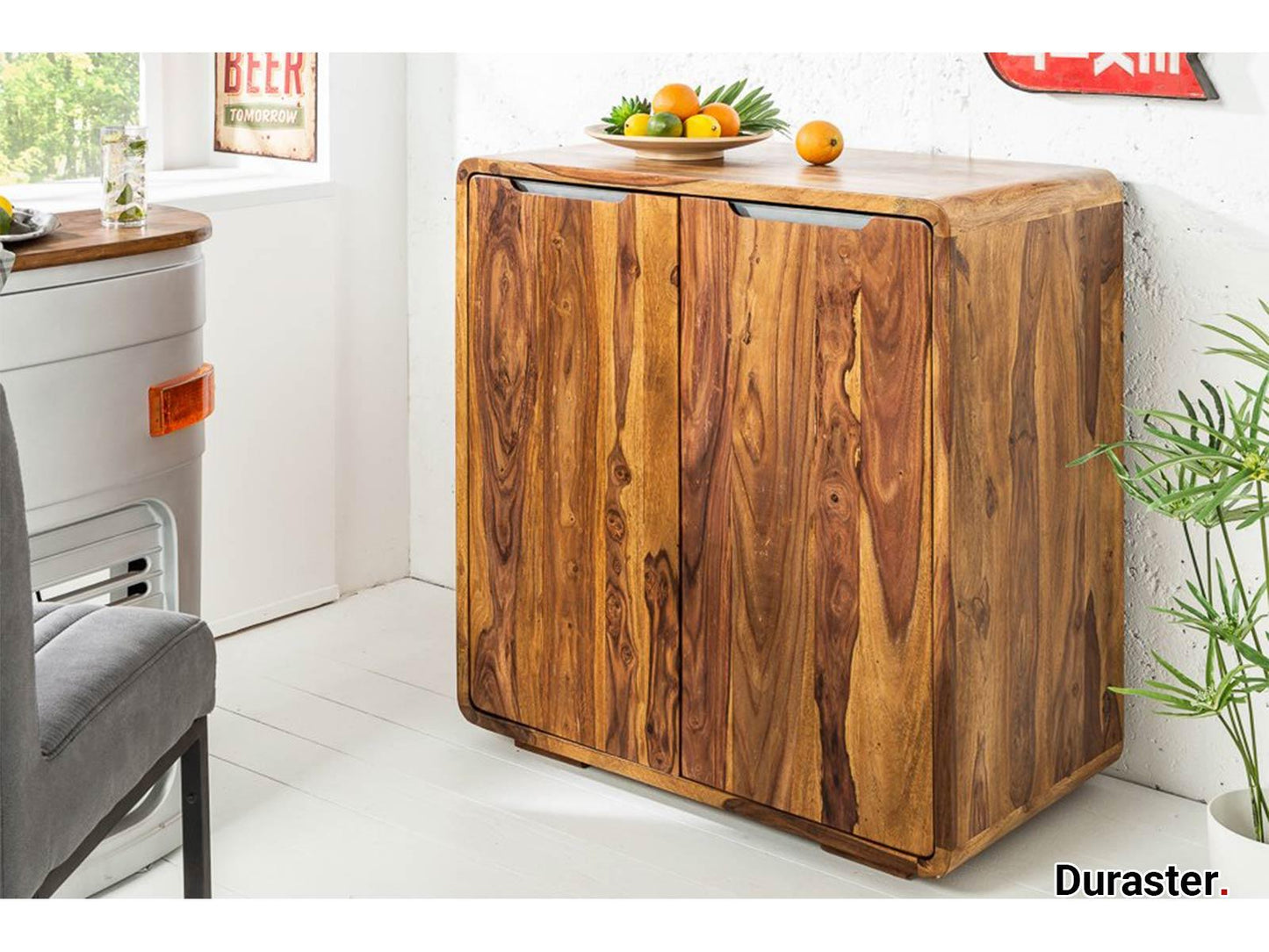 Dudi Furniture Buckingham Modern Sheesham Wood Bar Cabinet