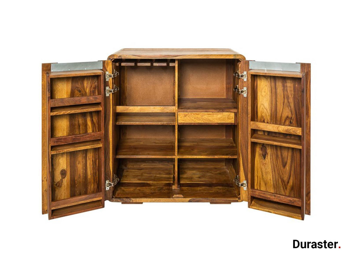 Dudi Furniture Buckingham Modern Sheesham Wood Bar Cabinet