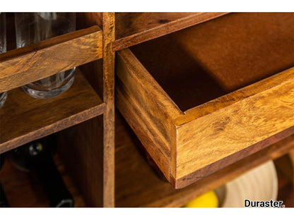 Dudi Furniture Buckingham Modern Sheesham Wood Bar Cabinet