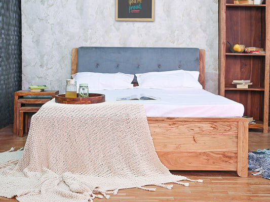 Dudi Furniture Eternal Sheesham Wood King Size Bed with Storage