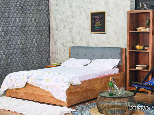 Dudi Furniture Eternal Sheesham Wood King Size Bed with Storage