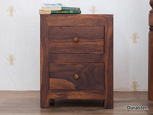 Dudi Furniture Ummed Contemporary Sheesham Wood 2 Drawer Bedside