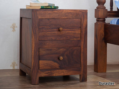 Dudi Furniture Ummed Contemporary Sheesham Wood 2 Drawer Bedside