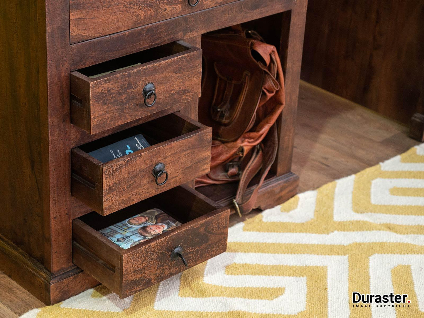 Dudi Furniture Gangaur Solid Wood Study Table with Storage